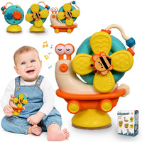 Tec Tavakkal Sensory Montessori Educational Toys Cute Animal Food Grade Silicone Baby Bath Toys Suction Cup Spinner Toys Convertible Push-And-Go Car Learning Activities Gifts For Kids