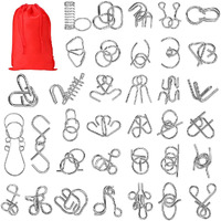 Patpat 36Pcs Brain Teasers Metal Wire Puzzle Game For Kids, Iq Tester, Brain Games Brain Improvement Device For Kids Adults, Fidget Toys Educational Toys, Disentanglement Puzzle Toys With Travel Bag