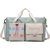 Storite Nylon 45 Cms Imported Travel Duffle Bag Multi- Pocket Sports Shoulder Bag For Women With Wet Pocket & Shoe Compartment Weekender Overnight Travel Luggage Bag (Pista Green -45Cmx31Cmx17Cm)