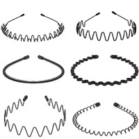 Shining Diva Fashion Black Metal Hair Band For Men Boys Women Girls Kids 6 Pcs Combo Hairband Headbands Sports Yoga Face Wash Facial Hair Accessories (15905Hb)