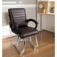 Goyalson Stainless Steel Home Exclusive Visitor Study Reception Office Guest Seating Solution Chair With Arm Rest And Heavy Frame With Cushioned Seat Back Visitor Chair (1, Coffee, Double Pipe Frame)