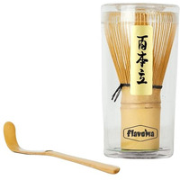 Flavoma Japanese Handmade Bamboo Matcha Whisk Sets Of 2 (Delicate Match Brush Japanese Style) + Traditional Scoop (Chashaku), The Perfect Set To Prepare A Traditional Cup Of Matcha.