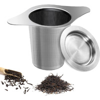 Inralimot Tea Filters Strainers Infuser Steeper 304 Stainless Steel & Extra Fine Mesh With Lid For Loose-Leaf Tea,Large Capacity And Perfect Size With Double Handles For Hanging On Teapots