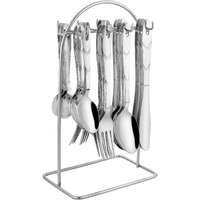 Parage 25 Pieces Glory Stainless Steel Cutlery Set For Home & Kitchen (Contains: 6 Table Spoons, 6 Forks, 6 Tea Spoons, 6 Knives, 1 Stand), Spoon Set, Cutlery Set For Dining Table Stylish, Silver