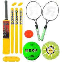 Toyshine 3 In 1 Super Sports Combo For Age 3 - 7 Years | Cricket | Badminton | Football -Multi Color