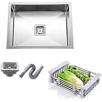 Crocodile 304 Grade Single Bowl Stainless Steel Handmade Kitchen Sink (21" X 18" X 10")