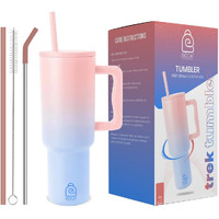 Docat 1200Ml Stainless Steel Tumbler With Lid And Straw, Hot And Cold Double Insulated Sipper Mug, 100% Leak Proof Coffee Tumbler Cupholder For Office, Gym, Travelling (Cotton Candy Haze)