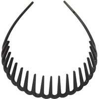 Seeotwo 2 Pieces Resin Hairband Shark Tooth Style Non-Slip Black Wave Sports Yoga Headband Fashion Adjustable Wavy Hair Hoop Band For Women, And Girls