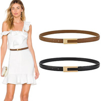 Palay 2Pcs Women Belts For Jeans Dresses Pants Ladies Leather Waist Belt With Gold Buckle