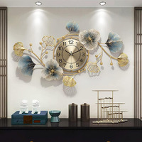 Rizik Store Metal Wall Hanging Floral Handmade Wall Clock Multicolor Ticking Sound For Bedroom/Drawing Room/Hall/Dining Room (36X21) (Design 1)