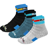 Blitzsox Hi-Tech Performance Athletic Sports (High-Ankle) Sports Socks (Badminton, Running, Gym & Indoor Training), Pack Of 3 (Size Uk 7-11, Grey, Teal, Black, Men, Ankle Length, Cotton Blend)