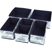 House Of Quirk Foldable Cloth Storage Box Closet Dresser Drawer Organizer Cube Basket Bins Containers Divider With Drawers For Underwear, Bras, Socks, Ties, Scarves, Set Of 6 (Greek Blue)