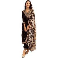 Indo Era Women's Black Viscose Rayon Embroidered Straight Kurta And Pant With Dupatta Set (Kh5Bk6147_Large)