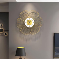 Rizik Store White Gold Handmade Metal Wall Clock  Wire Design, Silent Ticking, Decorative Wall Hanging Clock For Bedroom, Living Room, Dining Room, And Hallway (53X53Cm) (Design 1)