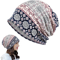 Palay Beanie Cap For Women Head Scarf For Women, Slouchy Chemo Caps For Women Cotton Hijab Caps, Fashion Floral Print Head Scarves, Stretch Soft Hip-Hop Skull Dwarf Hats For Teen Girls
