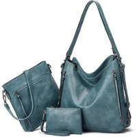 Huggi Faux Leather Hand Bag For Women | Shoulder Bags For Women With Strap & Zipper | Ladies Purse For Birthday, Anniversary, Thanks Giving | Purse And Handbag Combo (Neptune Color Combo Purse), Cyan