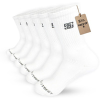 The Sock Street Terry Cushioned Crew/Calf Socks For Men Combo | Athletic & Sports Shocks | Anti Bacterial, Super Soft, Breathable, Moisture Absorbent & Odour-Free | Premium Cotton Full Length - White