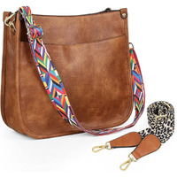 Inovera (Label) Faux Leather Women's Hobo Handbag Ladies Crossbody Shoulder Bags Purse (Brown)
