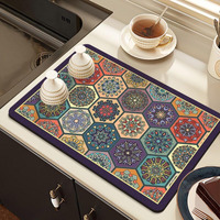 Homecloud Dish Drying Mat For Kitchen Counter Hide Stain Super Absorbent, Non-Slip, Heat-Resistant, Great For Dishes,Rack Pad, Kitchen Counter, Coffee Maker, Coffee Item (Hexa, 40X50Cm)