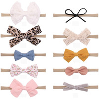Palay 10Pcs Bow Hair Bands For Baby Girls Boys, Handmade Baby Hair Band Headbands, Cute Elastic Hairband For Baby Girl, Soft Nylon Head Band Headband For Baby Girl Newborn Infant Toddlers