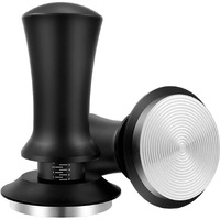 Supvox 51Mm Coffee Tamper Premium Coffee Accessories With Calibrated Spring Loaded, Flat Stainless Steel Base Tamper For Espresso Machine(Black)
