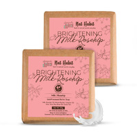 Nat Habit Brightening Milk-Rosehip Bath Soap With Ayurvedic Cold Processed For Scar Reduction, Gentle Exfoliation & Tan (Pack Of 2 X 125Gm)