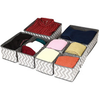 House Of Quirk Foldable Clothing Storage Box Closet Dresser Drawer Organizer Cube Basket Bins Containers Divider With Drawers For Underwear,Bras,Socks,Ties,Scarves,Set Of 8(Wave,Non-Woven),Multicolor