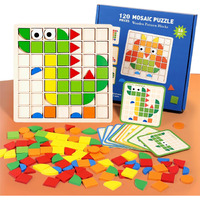 Shinetoy Mosaic Wooden Puzzle Game, 120 Pieces Shape Children's Puzzle, Geometric Shapes Puzzle Building Blocks Montessori Toy, Educational Toys For Children, Girls And Boys From 3 Years