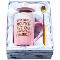 Nyrwana Coffee Mug, Gift For Women Birthday Special, Mugs For Gift, Ceramic Mug, Coffee Mug With Lid, Gift Items For Women Birthday, Birthday Gift For Girls, Mug With Spoon & Gift Box (400Ml - Pink)