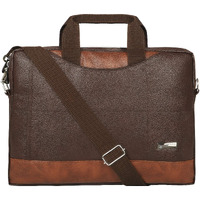 Zipline Office Synthetic Leather Laptop Bag For Men Women, 15.6" Compatible Laptop Messenger Bags For Men & Women (1-Brown Bag)