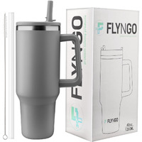 Flyngo 1200Ml Stainless Steel Tumbler With 100% Leak Proof Lid And Straw, Double Insulated Reusable Tumbler Sipper Bottle For Hot And Cold Drink, Coffee Mug For Car, Gym, And Travelling (Grey)