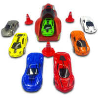 Umadiya Branded Rapid Launcher Play Set Toy With 7 Die Cast Metal Stunt Car And Master Racers Sports With 3 Stoppers Racing Game For Kids - Multi Color