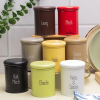 Rizik Store 8-Piece Spice Jar Set|300Ml Airtight Metalcontainers With Bpa-Free Lid| Masala Box & Kitchen Organizer | Durable Mild Steel Storage Box For Spices (Metal Pack Of 8)