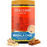 Teacurry Masala Chai (100 Grams, 50 Cups) - Masala Assam Tea For Digestion - 100% Natural Spiced Black Tea With Real Elachi, Ginger, Cinnamon, Bay Leaves, Pepper, Turmeric & More | Masala Tea Chai