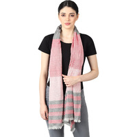 Flyer Female Women's Stole/Scarf Colour- Pink & Grey Stylish 100% Soft Viscose Cotton Blend Ethnic Stripes Pattern Scarves Pack Of 1 St-13