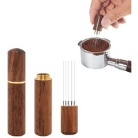 Gozaqe Espresso Coffee Needle Stirrers,8 Needles,304 Stainless Steel Needle,Natural Wood Handle And Stand,Coffee Accessories For Espresso Stirring Distribution