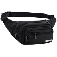 Ceptics Waist Bags For Men, Fanny Pack With Waterproof Pocket & Rfid Safe, Waist Pouch For Hiking Travel Camping Running Sports Outdoors, Belt With Money Belt With Adjustable Strap (Polyester,Black)