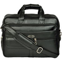 Zipline Office Synthetic Leather Laptop Bag For Men Women, 15.6" Compatible Laptop Messenger Bags For Men & Women (1-Black Bag)