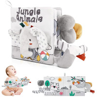 Snowie Soft Elephant Baby Books 0-6 Months Baby Toys 6-12 Months, Nontoxic Fabric Soft Baby Cloth Books, Early Educational Activity Baby Sensory Toy, Waterproof Soft Books For Toddler Shower Gift