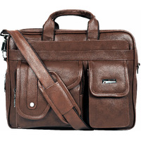 Zipline Office Synthetic Leather Laptop Bag For Men Women, 15.6" Compatible Laptop Messenger Bags For Men & Women (1-Brown Bag)