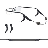 Adjustable Eyeglass Strap With Eyeglass Ear Grip Sunglass Strap Anti-Slip Eyewear String Holder Sports Sunglasses Chain With Silicone Ear Hook For Glasses Sunglasses (Large)