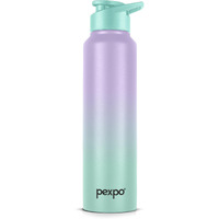 Pexpo Craft Pro Stainless Steel Sports/Fridge Water Bottle With Sipper Cap, 1000Ml, Purple-Green Ombre | Eco Friendly | Bpa Free | Water Bottle For Office, Gym, School, Yoga, Trekking, Adults & Kids