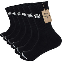 The Sock Street Terry Cushioned Crew/Calf Socks For Men Combo | Athletic & Sports Shocks | Anti Bacterial, Super Soft, Breathable, Moisture Absorbent & Odour-Free | Premium Cotton Full Length - Black