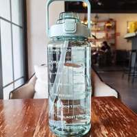Glivary Plastic 2 L Capacity Transparent Motivational Water Bottles With Leak Proof & Break-Proof|Best Usage For Office/School/College/Gym/Travel Bottle|Fitness Sports Bottle(2 Liter, Green)