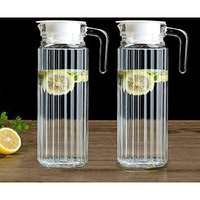 Water Jug 1.1 Litre, Stainless Steel/Wooden Lid Air Tight Lid,Iced Tea Pitcher, Water Jug, Hot Cold Water, Milk And Juice Beverage Carafes (1,1L X 2)