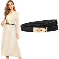 Palay Waist Belt For Women Dresses, Fashion Ladies Belts For Women, Pu Leather Slim Women Belts For Dress, Alloy Turn Lock Buckle Belt For Dresses Jeans Pants Coat (Fit Waist 70-95Cm)