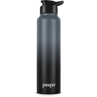 Pexpo Craft Pro Stainless Steel Sports/Fridge Water Bottle With Sipper Cap, 1000Ml, Grey-Black Ombre | Eco Friendly | Bpa Free | Water Bottle For Office, Gym, School, Yoga, Trekking, Adults & Kids