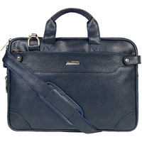 Zipline Office Faux Leather Laptop Bag For Men - Fits 14/15.6/16 Inch Laptop Messenger Office Bags For Mens (1-Blue Bag)