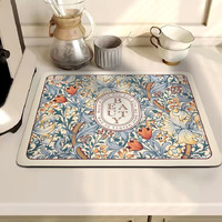 Homecloud Dish Drying Mat For Kitchen Counter Hide Stain Super Absorbent, Non-Slip, Heat-Resistant, Great For Dishes,Rack Pad, Kitchen Counter, Coffee Maker, Coffee Item (Beige_Beauty, 50X40Cm)