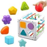Brand Conquer Sensory Shape Sorter Blocks Toy-Activity Cube Bins-Montessori Educational Learning Fine Motor Skills Toys For Baby Toddlers 6 12 18 Months (Shape Sorter Blocks Activity Cube), Multicolor